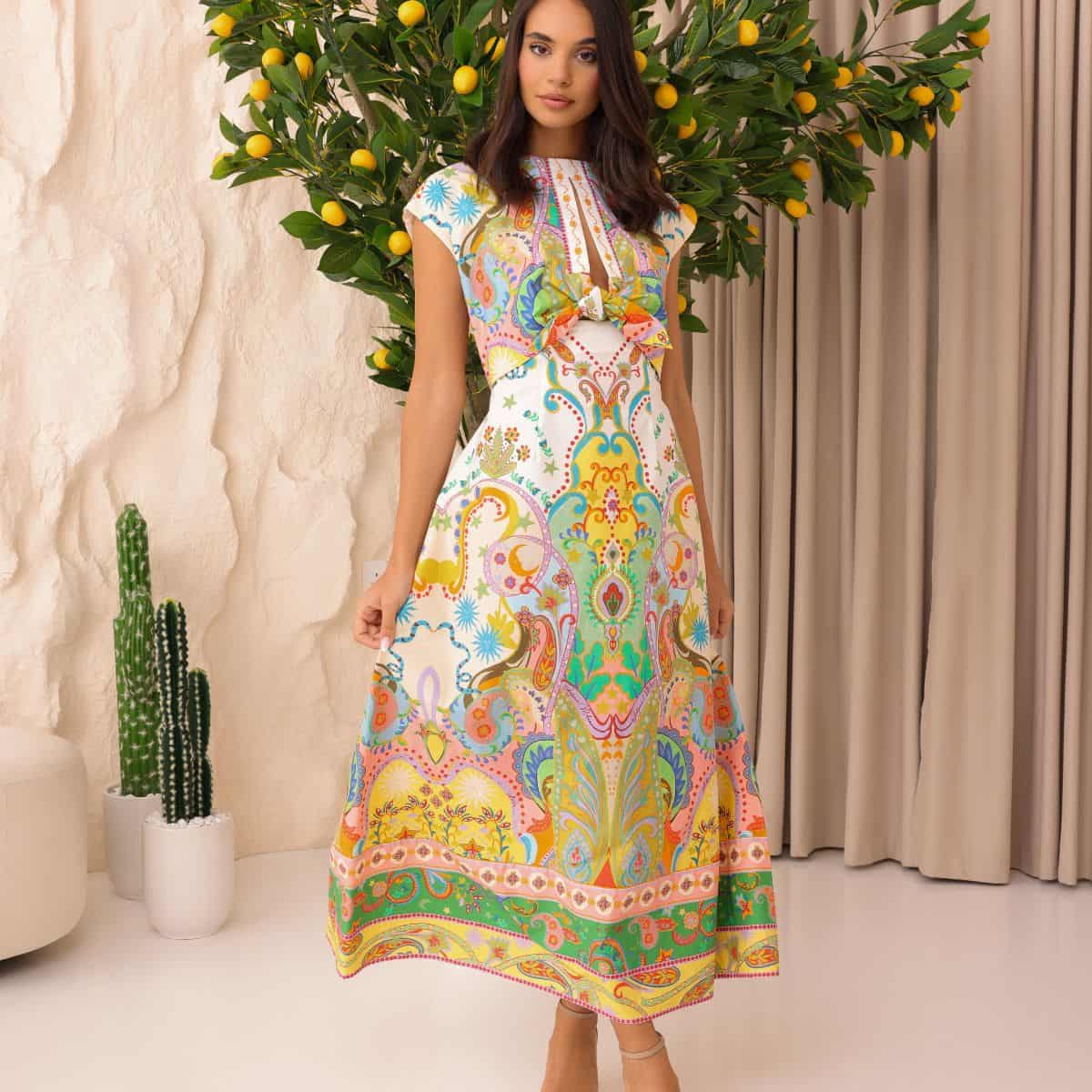 Robe midi imprimée d'été